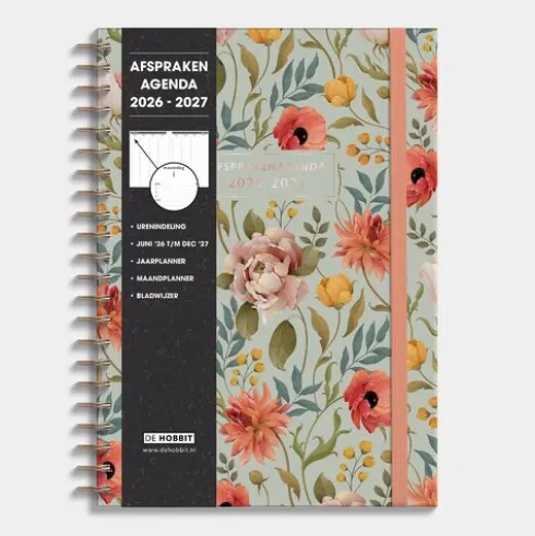 Afsprakenagenda 2026-2027 A4 Vintage Bloemen