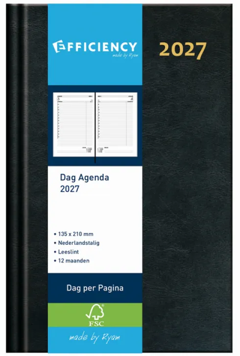 Agenda 2025 Ryam Efficiency Baladek 1Dag/1Pagina Zwart