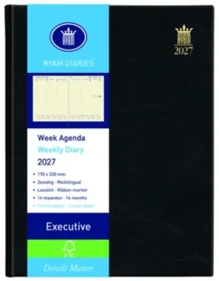 Agenda 2025 Ryam Executive Mundior 7Dagen/2Pagina's Zwart
