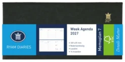 Agenda 2025 Ryam Memoplan 7 Mundior 7Dagen/2Pagina's Landscape Zwart