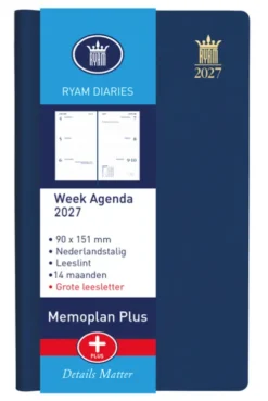 Agenda 2025 Ryam Memoplan 7 Plus Mundior 7Dagen/2Pagina's Assorti