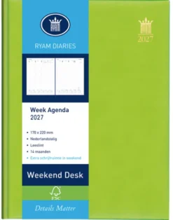 Agenda 2025 Ryam Weekplan Weekend Desk Lazio 7Dagen/2Pagina's Assorti