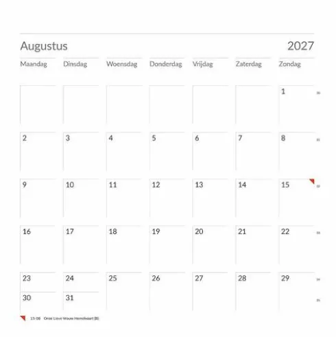 Blanco maandkalender 2027