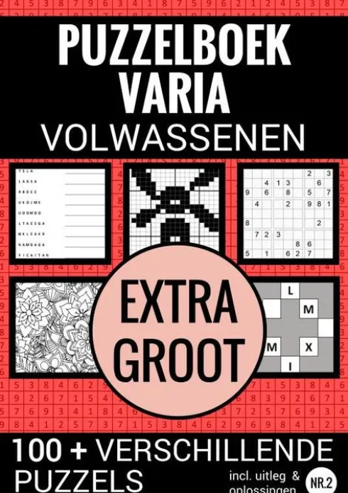 Boek Cadeau - Puzzelboek Varia Extra Groot - NR. 2 - voor Ouderen, Slechtzienden, Senioren, Opa en Oma