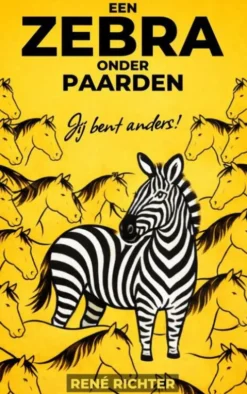 Een zebra onder paarden