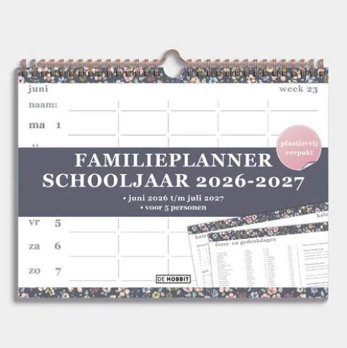 Familieplanner 2026-2027 A4+ Pastel Bloemetjes
