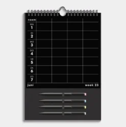 Familieplanner Markers 2026-2027 A4+ Zwart