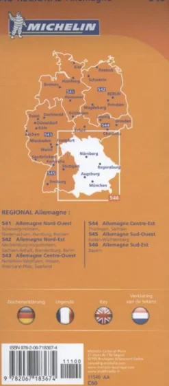 Michelin Wegenkaart 546 Duitsland Zuidoost - Beieren