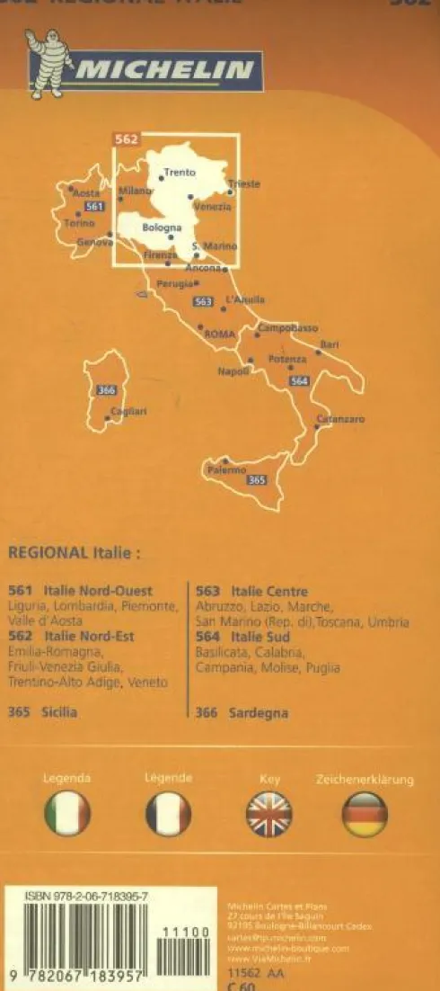 Michelin Wegenkaart 562 Italië Noordoost