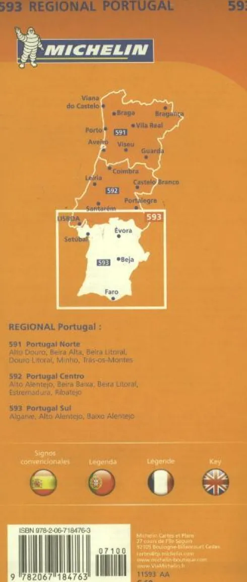 Michelin Wegenkaart 593 Portugal Zuid - Algarve