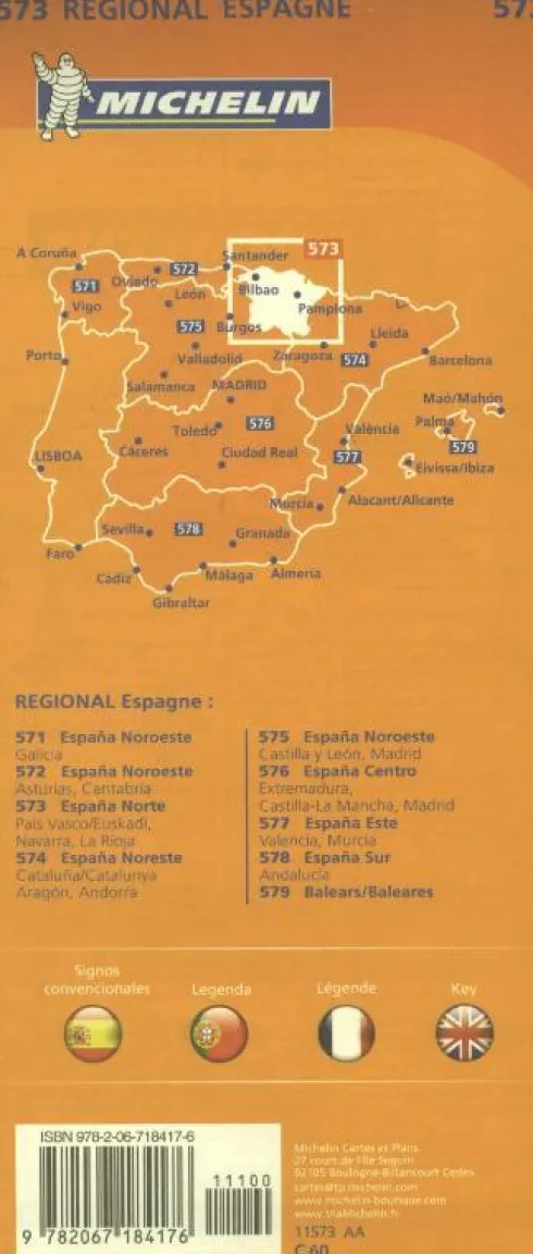 Michelin Wegenkaart 573 Spanje Noord - Baskenland/Euskadi, Navarra