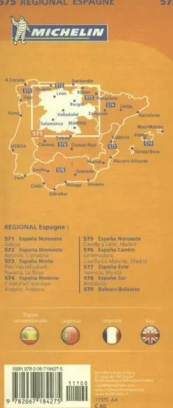 Michelin Wegenkaart 575 Spanje Noordwest - Castilla y León, Madrid