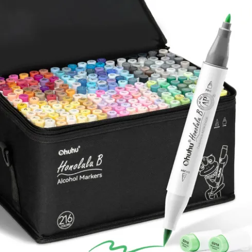 Ohuhu Honolulu B 216 kleuren Alcohol Art Markers Brush & Fine