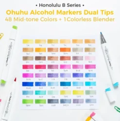 Ohuhu Honolulu B 48 Mid Tone kleuren Alcohol Art Markers Brush & Fine
