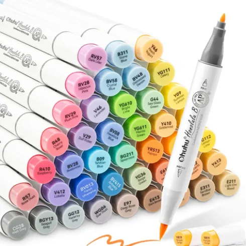 Ohuhu Honolulu B 48 Mid Tone kleuren Alcohol Art Markers Brush & Fine