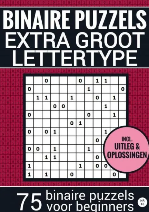 Puzzelboek Groot Lettertype - voor Ouderen, Slechtzienden, Opa, Oma, Senioren - NR.16 - Makkelijke BINAIRE PUZZEL