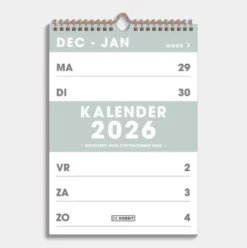 Spiraalkalender A4 2026 Grijsgroen