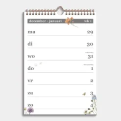 Spiraalkalender A4 2026 Weidebloemen