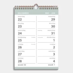 Spiraalkalender 2-weeks 2026 A4 Grijsgroen