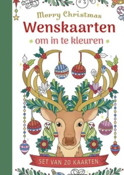 Wenskaarten om in te kleuren - Merry Christmas